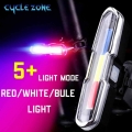 3 Color Helmet Light LED 5 Modes Headlight 110 Lumens USB Bike Lamp Tail Lights Flashlight Bike Rear Light for Running Cycling|B