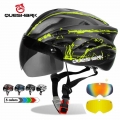 QUESHARK Men Women Ultralight Cycling Helmet MTB Road Bike Bicycle Motorcycle Riding Removable Yellow Colorful Lens QE111|Bicycl