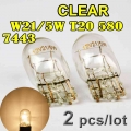 Hippcron (2 Pieces/Lot) 580 7443 W21/5W T20 Clear Glass 12V 21/5W W3x16q Car Light Bulb Auto Lamp|glass clear|glass glasslamp la