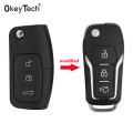 Okeytech 3 Button Modified Flip Folding Remote Control Car Key Shell Case For Ford Focus 2 3 Mondeo Fiesta C Max S Max Galaxy -