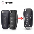 KEYYOU Modified Remote Key Case For Ford Focus C max Mondeo Connect Fiesta Replaceable 3 Buttons Car Smart Key shell Fob HU101|C