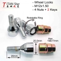 4Bolts 2Keys M12x1.50x28mm 1.50 Wheel Locks Bolts Silver Anti sheft Security Nuts Fit For Renault Sandero Megane II Qoros 3 5|