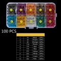 50/100pcs Profile Small Size Blade Car Fuse Assortment Set for Auto Car Truck 2.5/3/5/7.5/10/15/20/25/30/35A Fuse Kit with Box|F