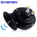 12v 48v 60v Black Electric Snail Horn Air Horn Universal Snail Air Motorcycle Horn Siren Loud Waterproof For Motorbike Scooter -