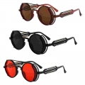 Punk Sunglasses Retro Steampunk Style Round Frame glasses for men women Gothic Eyewear UV400 Sunglasses|Motorcycle Glasses| -