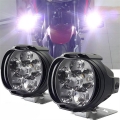 2pcs LED Auxiliary Headlight for Motorcycle Spotlight Lamp Electric Vehicle Bike 6 LED Auxiliary Headlight Bright Moto Car Light