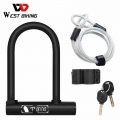 WEST BIKING Bicycle U Lock MTB Road Bike Wheel Lock 2 Keys Anti Theft Safety Motorcycle Scooter Cycling Lock Bicycle Accessories