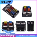 WUPP 12V 32V Plastic Cover Fuse Box Holder M5 Stud With LED Indicator Light 6 Ways 12 Ways Blade for Auto Car Boat Marine Trike|