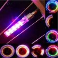 2Pcs New Bike Wheel LED Light Cycling Light Tire Valve Cap Decorative Lantern Tire Valve Cap Flash Spoke Neon Lamp Bicycle Light