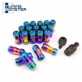 Tuning Monster Neo Chrome Concealed Heptagon Formula Steel Wheels Lock Lug Nuts M12X1.5/M12x1.25 20PCS Acorn Rim Close End|lug n