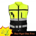 Outdoor Work Reflective Safety Jacket Sports Motorcycle Riding Running Fishing Vest Sanitation Patrol High Visibility - High Vis