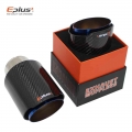 Eplus Car Glossy Carbon Fiber Muffler Tip Exhaust System Pipe Mufflers Nozzle Universal Straight Stainless Blue For Akrapovic -