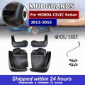 For Honda Civic 2012-2015 Mudflaps Splash Guards Front Rear Mud Flap Mudguards Fender 2012 2013 2014 2015 Set Molded Mud Flaps -