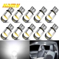 10 PCS Car LED COB Bulb T10 W5W Signal Light 12V 7500K White Auto Interior Dome Reading License Plate Lamps Wedge Side Bulbs|Sig