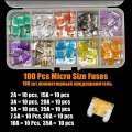 100 Pcs Micro Car Fuses Auto Blade Fuse 2a 3a 5a 7.5a 10a 15a 20a 25a 30a 35a Amp Assortment In Storage Box - Fuses - Officemati