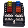 32v Car Fuse Box Plastic Cover Fuse Box Holder M5 Stud & Led Indicator Light 12 Ways Blade For Auto Car Boat Truck Trailer I