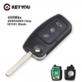 KEYYOU Car Remote Key For Ford Fusion Focus Mondeo Fiesta Galaxy Uncut HU101 Blade Vehicle Flip Key DIY 433MHz 4D63/4D60 Chip|Ca