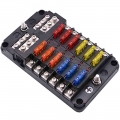 Fuse Box Holder 12v 32v Plastic Cover Fuse Box M5 Stud With Led Indicator Light 6 Ways 12 Ways Blade For Auto Car Boat Marine -