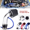 Full Set 3" 76mm Car Cold Air Intake System Turbo Induction Pipe Tube Kit With Air Filter Cone High Flow Performace Racing