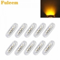 Fuleem 10PCS 4 LED Amber Light Clearance Side Marker Truck Trailer Lamp Chrome Cover Bezel 12V 24V Waterproof|Truck Light System