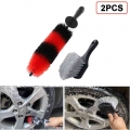 2PCS Car Tire Rim Brush 17inch Long And No Scratch Wheel Wash Brush With Short Handle For Cars Trucks SUVs Motorcycles Bicycles