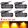 4PCS Led Side Marker Light 12V 24v led 4 LEDs Amber Led Trailer Lights Flashing Led Emergency Trailer Strobe Lights Tail lamp|Tr