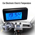 Car Lcd Digital Display Clock & Temperature 2 In 1 Auto Watch Thermometer Car Ornaments Electronic Clock - Clocks - Officema