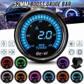 2" 52mm Universal Car Turbo Boost Pressure Gauge Meter 10 Color Digital LED Readout Display 1~2 BAR with Mount Bracket Cup