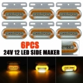 6pcs 24V 12 LED Car Truck Side Marker Lights Car External Lights Signal Indicator Lamp Warning Tail Light 3 Modes Trailer Lorry|