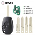 KEYYOU Remote Key 2 Buttons For Renault Duster Modus Clio 3 Twingo DACIA Logan Sandero Kangoo 433MHz PCF7946/PCF7947/pcf7952E|Ca