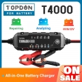 Topdon T1200 T4000 Car Battery Charger 6v 12v Automatic Lead Acid Lithium Batteries Charger Ip65 Car Motorcycle Battery Charger