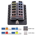 6/8/10/12 Ways Blade Fuse Holder Block Car Boat Marine Fuse Box Holder + Led Indicator 12v~24v Power Distribution Panel Board -