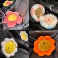 Cute Car Bolster Waist Support Seat Heightening Cushion Cartoon Lumbar Pad Cover Four Seasons Driver's Auto Mat Pillow Flowe