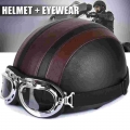 Half Motorcycle Helmet Open Face Electric Bicycle Casque Goggles Visor For Scooter Cycling Touring Vintage Helmet For Harley - H