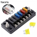 6 Way Blade Fuse Holder Box Block Bag 12V/24V With LED Indicator Waterproof Protection Cover For Cars, Motorcycle, Boats, Etc|Fu