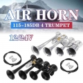 185DB 4 Trumpets Multi tone Air Horn 12/24V for Car Vehicle Truck Train Boat motorcycle Multi tone & Claxon Horns|Multi-tone