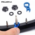 RISK 1 Set MTB Road Bicycle Tubeless Tire Valve Cap Vacuum Tire Nozzle Lock Mountain Bike Presta Valve Nut with Install Wrench|V