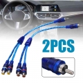 2pcs New 30cm RCA Mic Audio Cable Y Type Splitter Adapter Cable 1 Male to 2 Female Oxygen Free Copper Cable For Car Home Audio|F