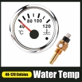 52mm Water Temp Meter 40-120℃ With M16*1.5 Water Temperature Sensor Sender Water Temp Gauge Indicator For Car Boat Motorcycle -