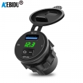 KEBIDU 18W Phone QC 3.0 USB Car Charger Socket Digital Display Voltmeter USB Charger Socket with ON OFF Switch for Motorcycle|Vo