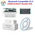 BT ELM327 V1.5 PIC18F25K80 Chip Double PCB ELM 327 Bluetooth Compatible Car OBDII Diagnostic Tool Works On Android/Windows/PC|Co