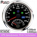 New 85mm Digital Car Truck Boat Gps Speedometer Gauge 0-200km/h 0-120kmh Speed Meter Tachometer 8000rpm For Car Boat Atv 9-32v -