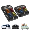 12V 32V Fuse Box Holder 6 Ways 12 Ways Blade Fuse Block Box With Plastic Cover M5 Stud LED Indicator Light For Car Boat Marine|F