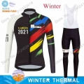 2021 Team FLANDERS World Champion Winter Cycling Jersey Set Men Long Sleeve Cycling Clothing Road Bike Shirts Suit MTB Maillot|C