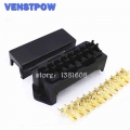 8 Way Black Car Seat Medium Relay Fuse Box Assembly With 16pcs Terminals Car Engine Compartment Insurance Holder Box Mounting -