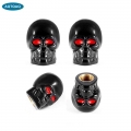 4pcs/set Universal Car Skull Style Antirust Copper Core Motorcycle Bike Car Wheel Tyre Tires Valve Stem Caps - Valve Stems &