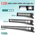 8" 15" 20" 12d Slim Led Light Bar Double Row 60w 120w 180w 4x4 Led Bar For Car Lada Tractors Suv Atv Off Road Led