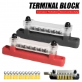 6 Terminals Bus Bar Power Distribution Block 150A 48V with Cover M6 Terminal Studs for Car Boat Marine Trucks RV| | - Officema