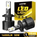 2pcs Auxito Led Car Headlight Bulbs H4 9003 Hi Lo Beam Headlamp H1 H11 H8 Hb4 Hb3 9005 Turbo Led Lamp H7 6000k White 16000lm 50w