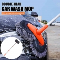 NEW Double Brush Head Rotating Car Wash Mop Three Section Telescopic Mop Roof Window Cleaning Maintenance Auto Accessories Tools